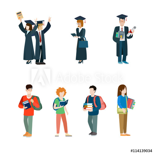 500x500 Student Vector Icon Set Graduate Students Mantle Illustration