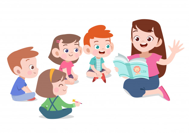 626x442 Teacher Read Story To Student Vector Illustration Vector Premium