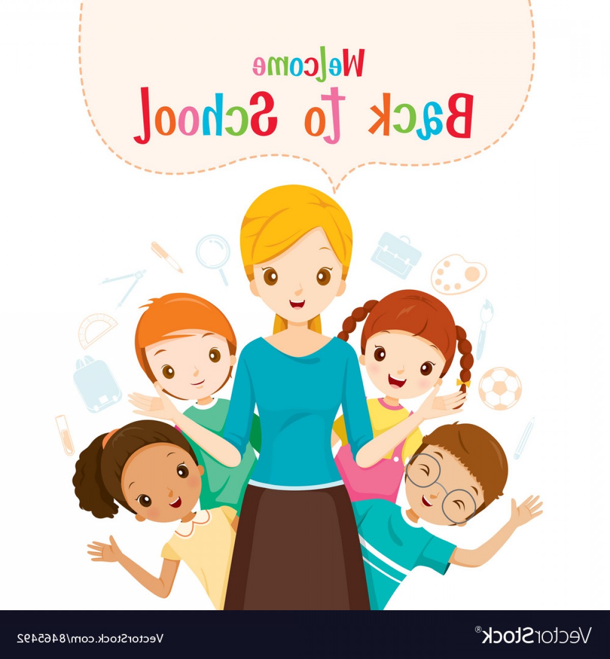 1200x1296 Welcome Back To School Teacher And Student Vector Soidergi