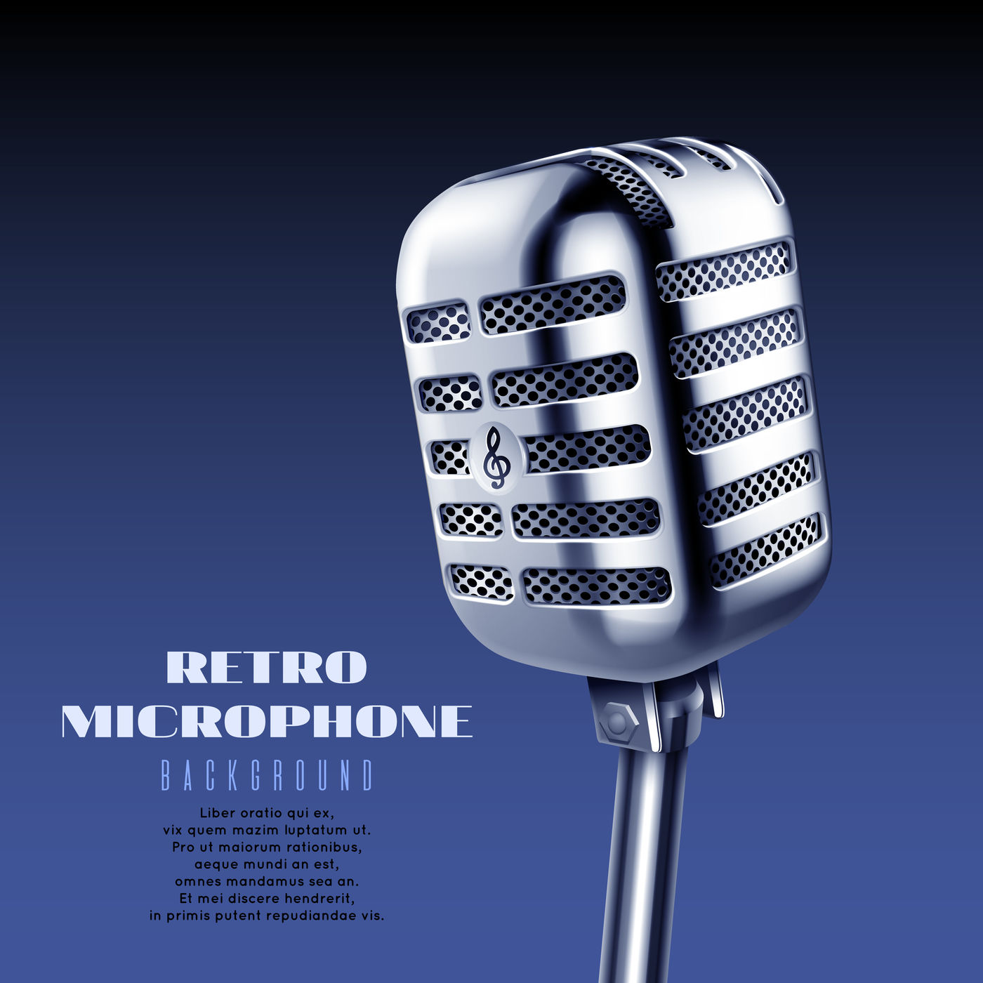 1400x1400 Realistic Vintage Steel Concert Or Studio Microphone Vector