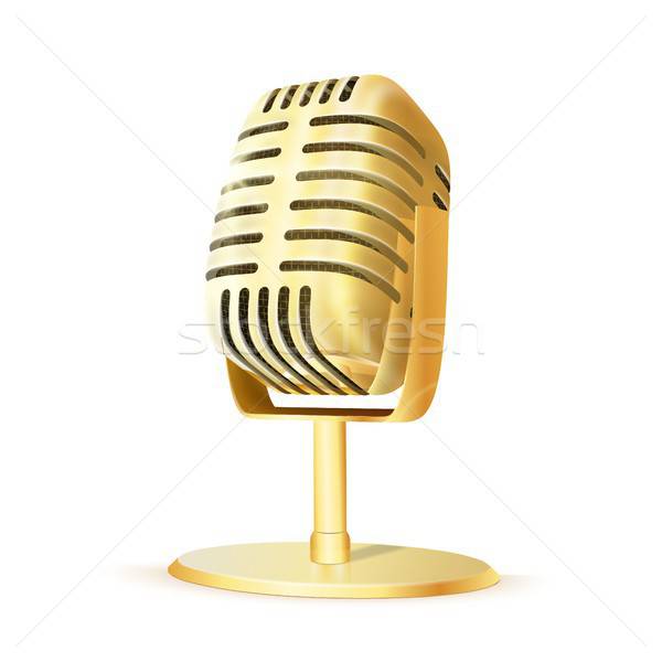 600x600 Vintage Golden Studio Microphone Vector Illustration Maksim