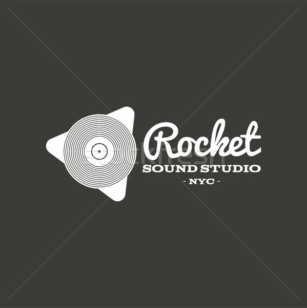 599x600 Rocket, Sound Studio Vector Label, Badge, Emblem Logo With Musical
