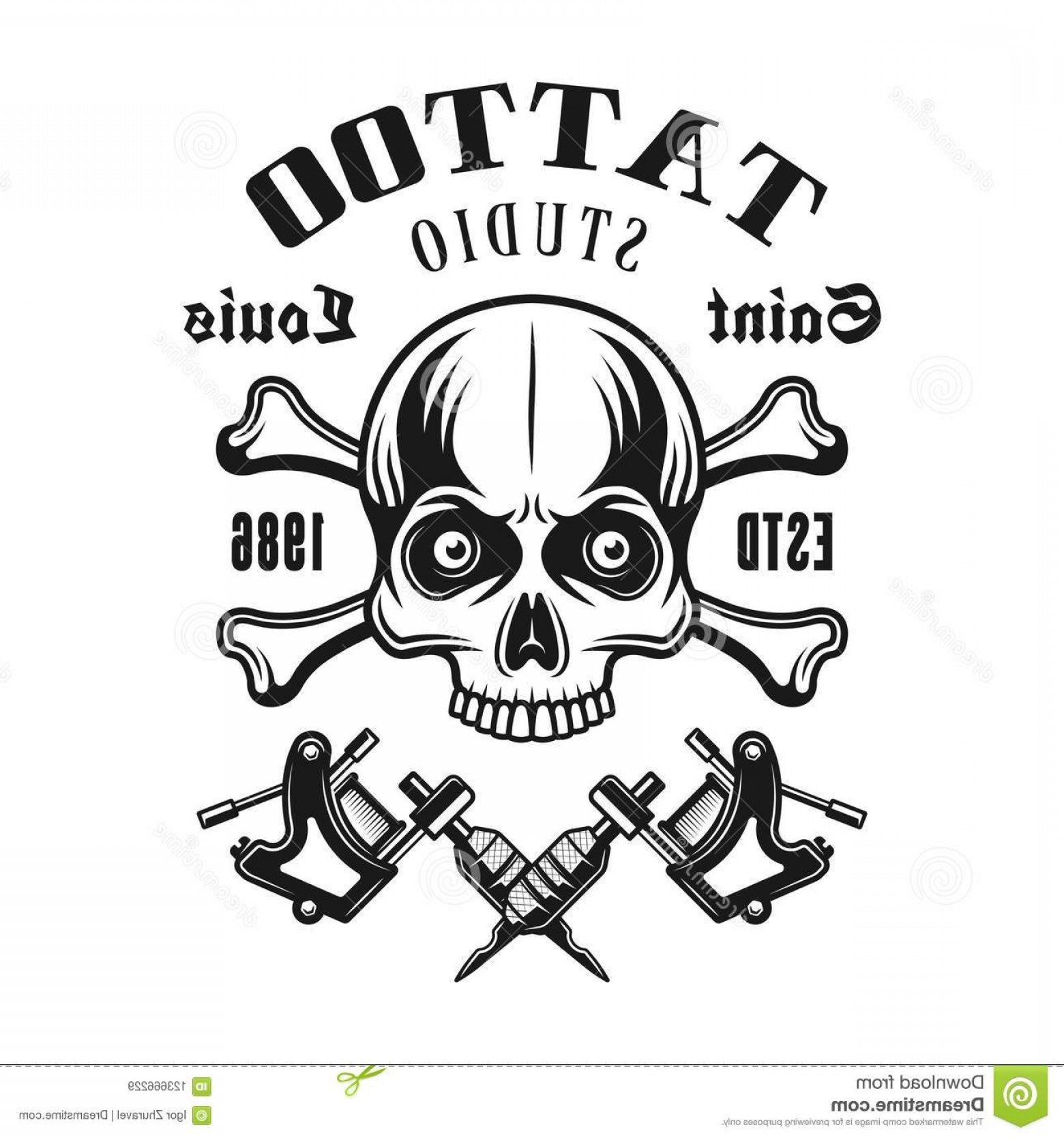 1560x1668 Tattoo Studio Vector Emblem Skull Bones Tattoo Studio Vector