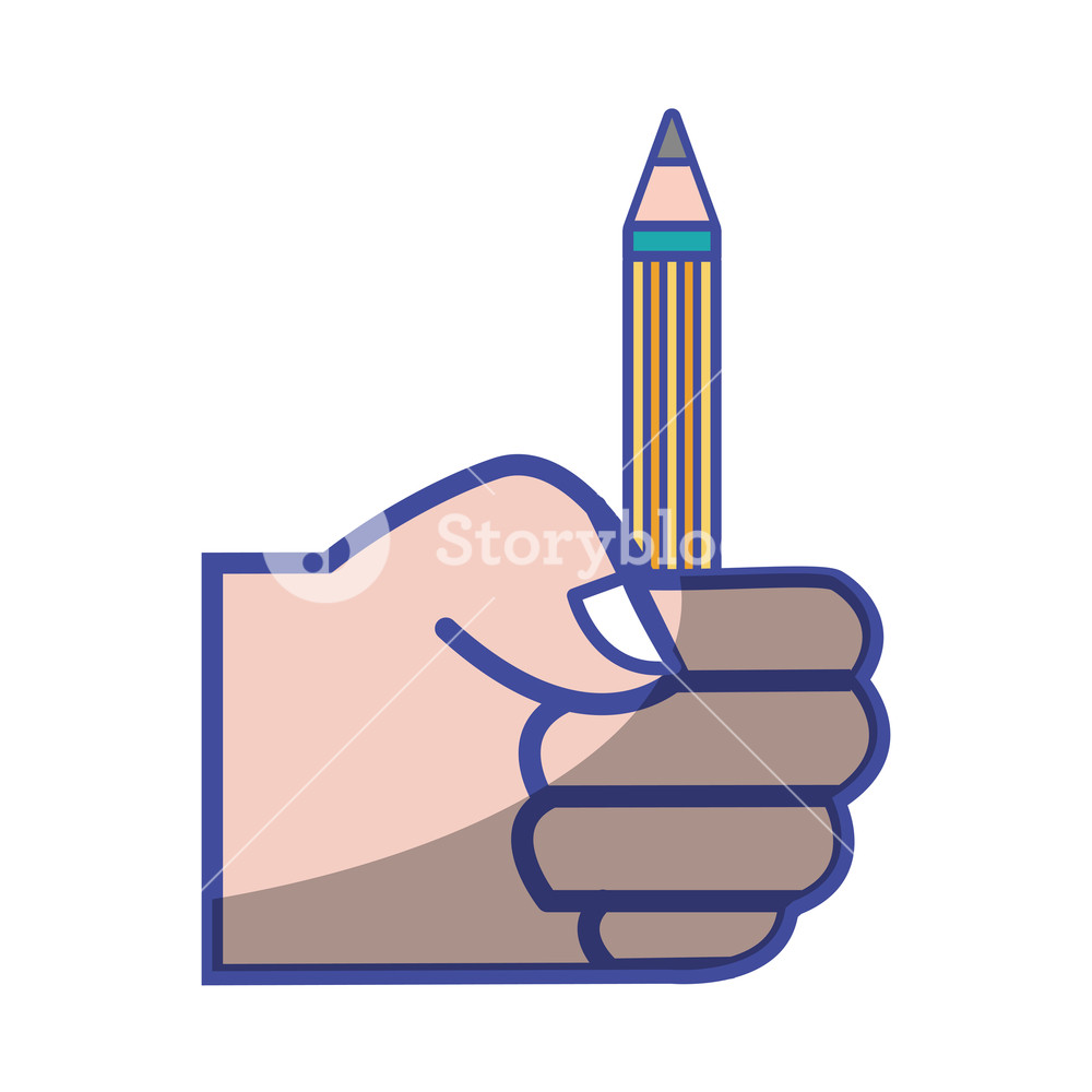 1000x1000 Hand With Pencil School Utensil To Study Vector Illustration
