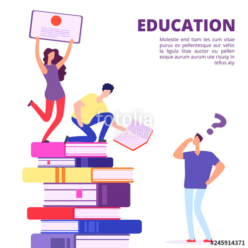 500x500 Education Through Books And Self Study Vector Illustration Help