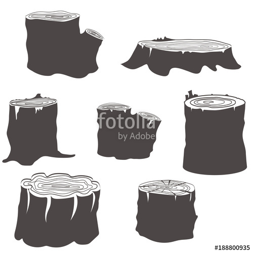 500x500 Stump Black And White Silhouettes Set Stock Image And Royalty