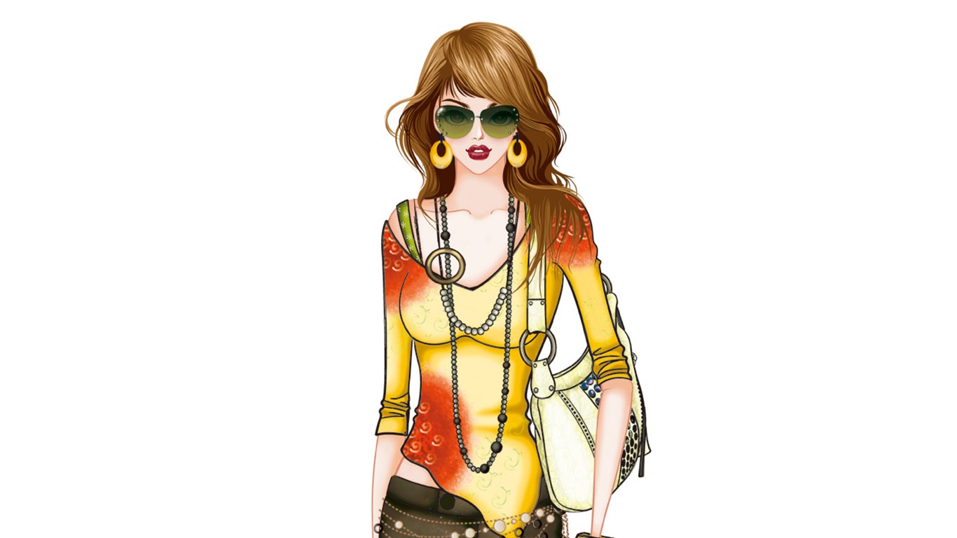 1366x768 Vector Style Fashion Women Wallpaper