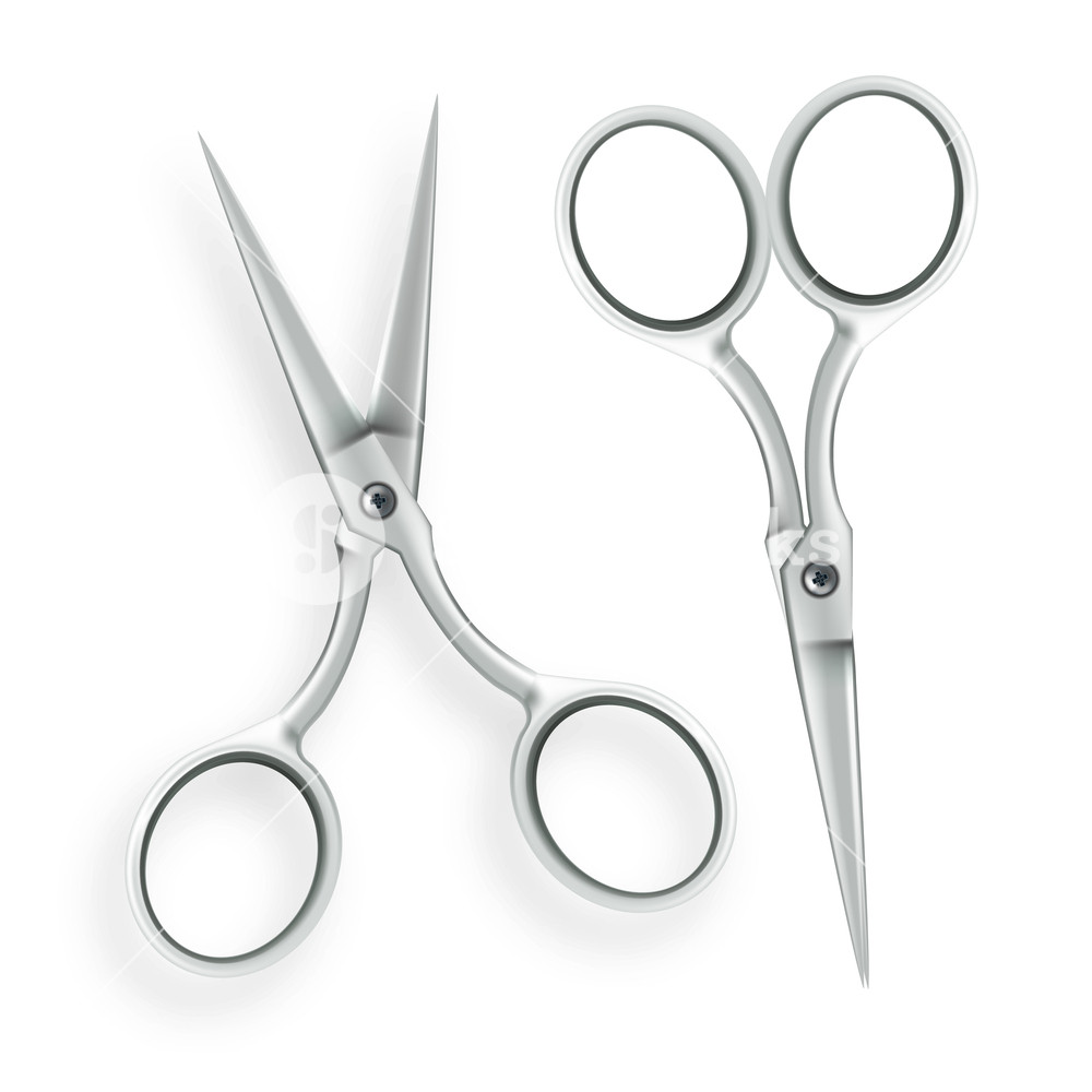 1000x1000 Scissor Vector Realistic Metal Scissor Icon Opened And Closed