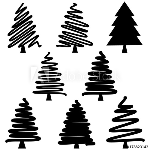 Set Of Stylized Christmas Trees, Vector 500x500 Set Of Stylized Christmas Trees, Vector