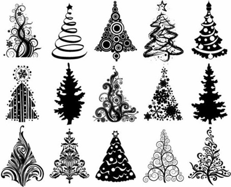 Set Stylized Christmas Tree Free Vector Download 453x368 Set Stylized Christmas Tree Free Vector Download