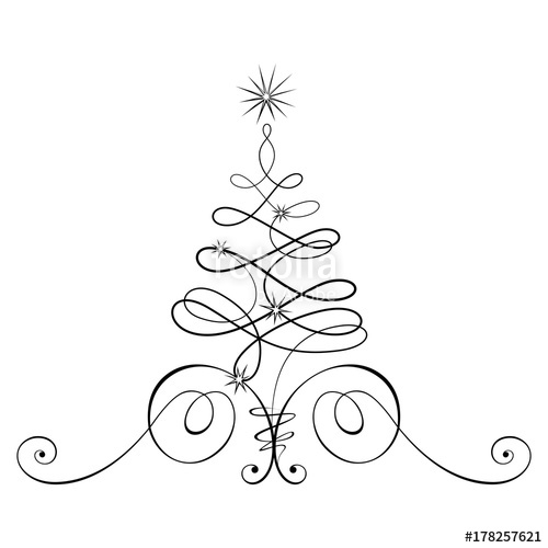Stylized Christmas Tree From Ornate Lines Christmas And New 500x500 Stylized Christmas Tree From Ornate Lines Christmas And New
