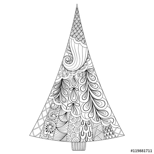 Zentangle Stylized Christmas Tree Freehand Ethnic Vector Illust 500x500 Zentangle Stylized Christmas Tree Freehand Ethnic Vector Illust