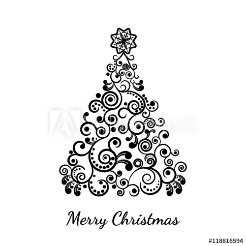 Vector Illustration A Stylized Christmas Tree, The Curl Ornament 500x500 Vector Illustration A Stylized Christmas Tree, The Curl Ornament