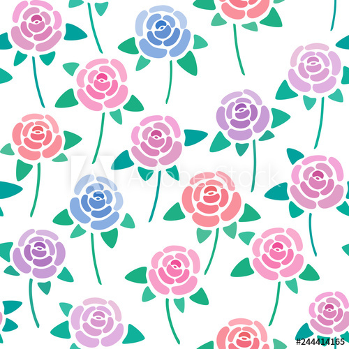 500x500 Seamless Pattern With Roses Without Background, Nice And Simple