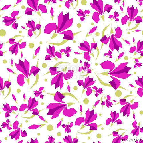 500x500 Seamless Pattern With Stylized Flowers, Magnolia Flower Vector