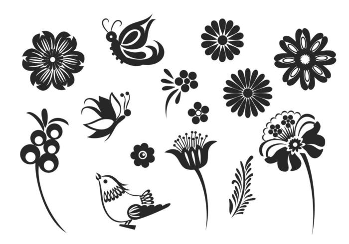 700x490 Stylized Butterfly And Flower Vector Pack