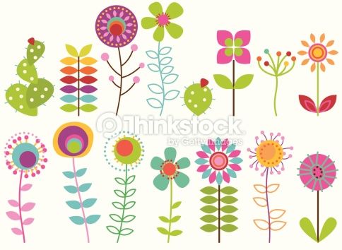 484x354 Vector Collection Of Funky Retro Stylized Flowers Vector Art