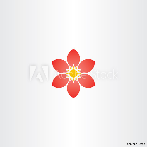 500x500 Abstract Red Flower Vector Stylized Geometric Icon Element