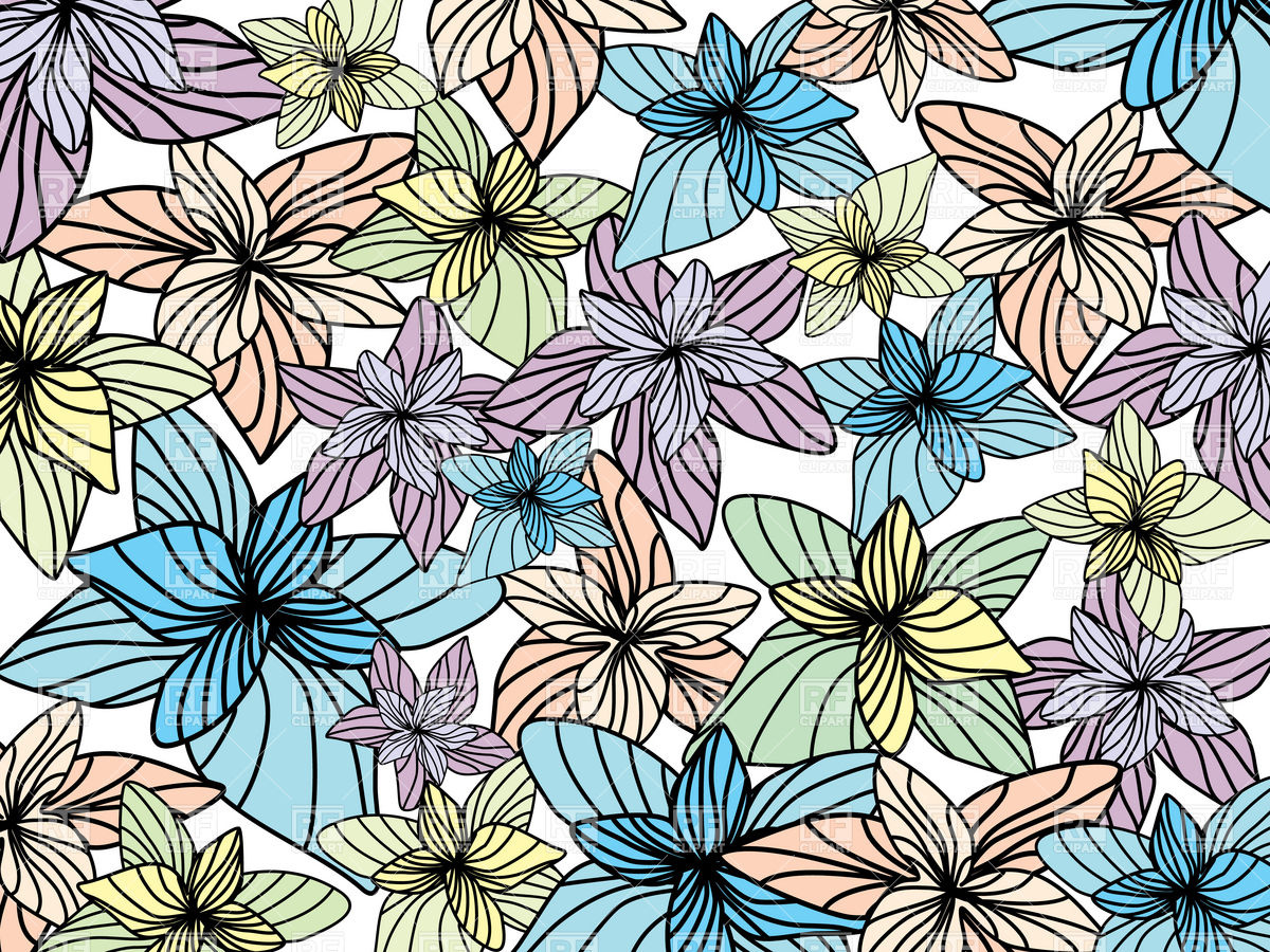 1200x900 Colorful Floral Background With Stylized Flowers Vector Image