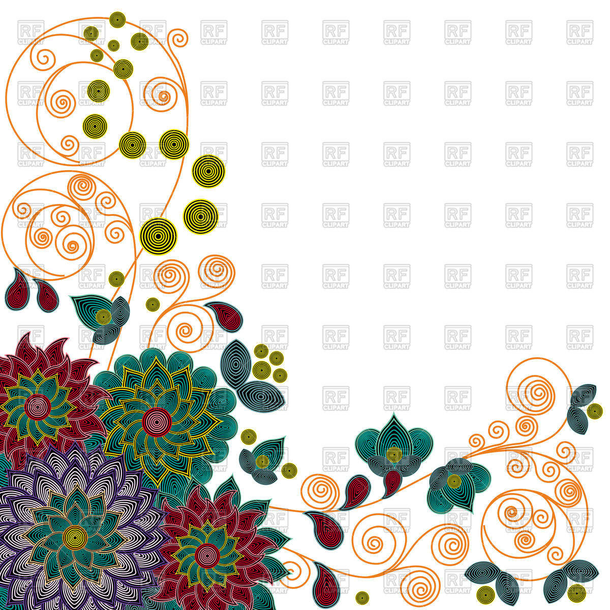 1200x1200 Floral Pattern With Beautiful Colorful Stylized Flowers Vector