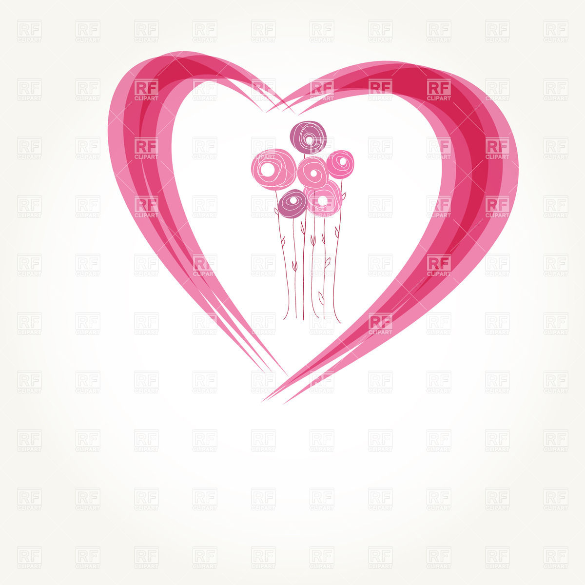 1200x1200 Six Sketch Roses Inside Red Stylized Heart Vector Image Of Objects