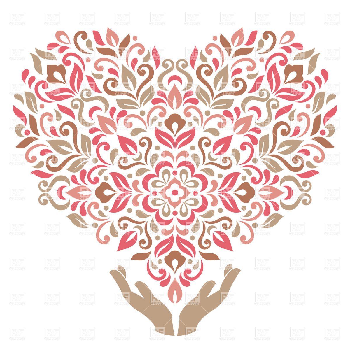 1200x1200 Stylized Hands Holding Big Ornate Heart Vector Image Of Healthcare