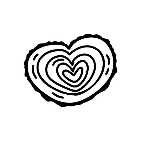 490x490 Vector Monoline Valentines Day Hand Drawn Stylized Wooden Heart