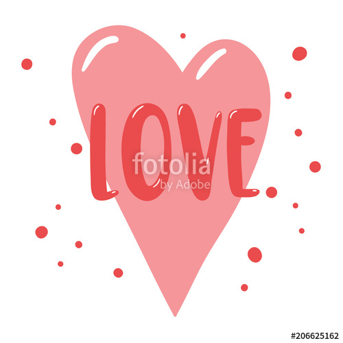500x500 Red Inscription Love On Pink Stylized Heart Vector Template