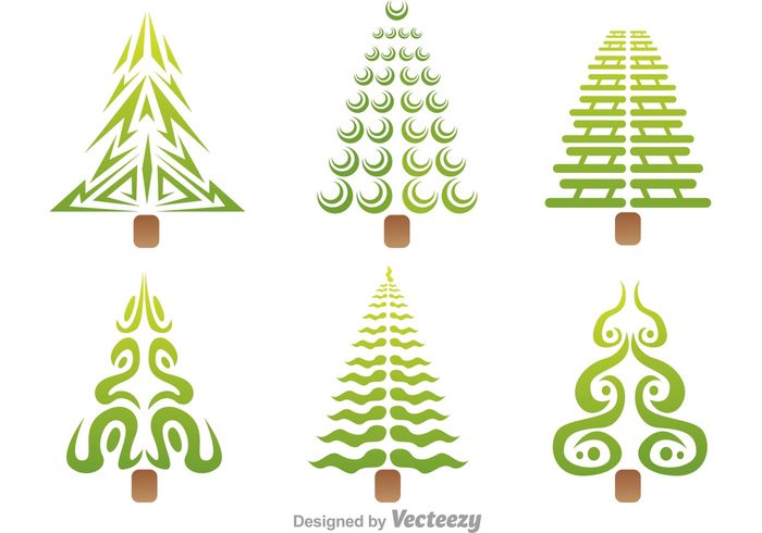 700x490 Stylized Tree Vector Icons