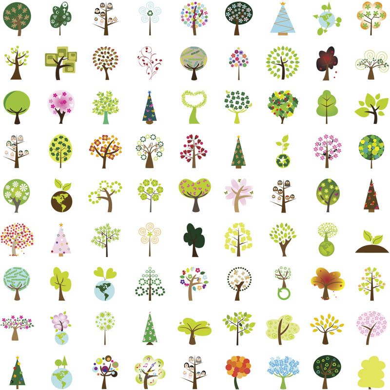 800x800 Stylized Trees Vector