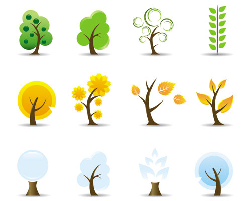 500x400 Stylized Trees Vector Free Stock Vector Art Illustrations