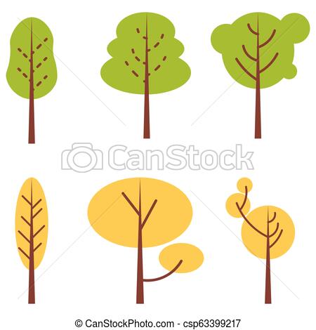 450x470 Vector Illustration Set Of Abstract Stylized Trees Primitive