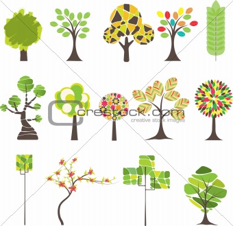 340x329 Image Card Design With Stylized Trees And Text Vector