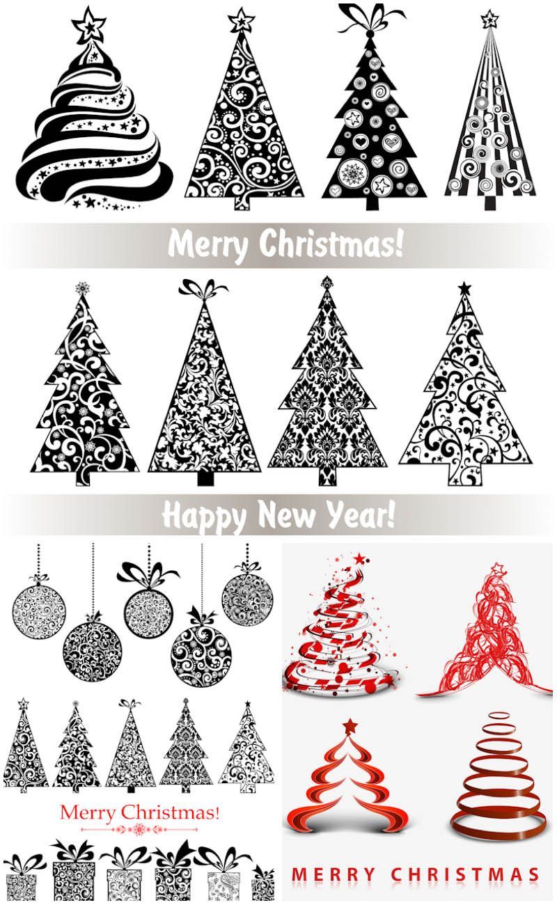 800x1300 Ornate Stylized Christmas Trees Vector Zentangle Christmas