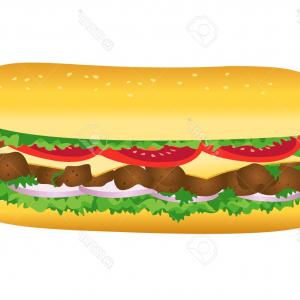 300x300 Photostock Vector A Colorful Cartoon Sub Sandwich With Lettuce