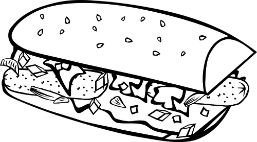 500x278 Submarine Sandwich Vector Drawing