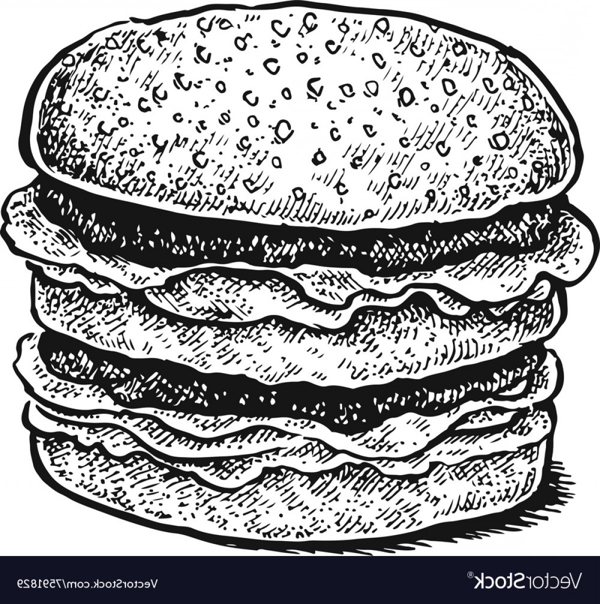 1200x1208 Black And White Hand Drawn Sketchy Sandwich Vector Soidergi