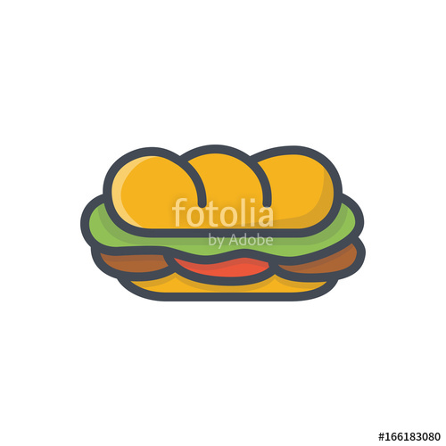 500x500 Fast Food Sandwich Sub Colored Icon Stock Image And Royalty Free