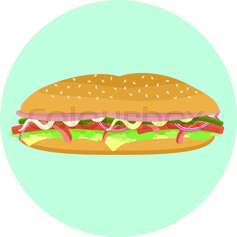 800x800 Flat Vector Delicious Colorful Big Sub Stock Vector Colourbox