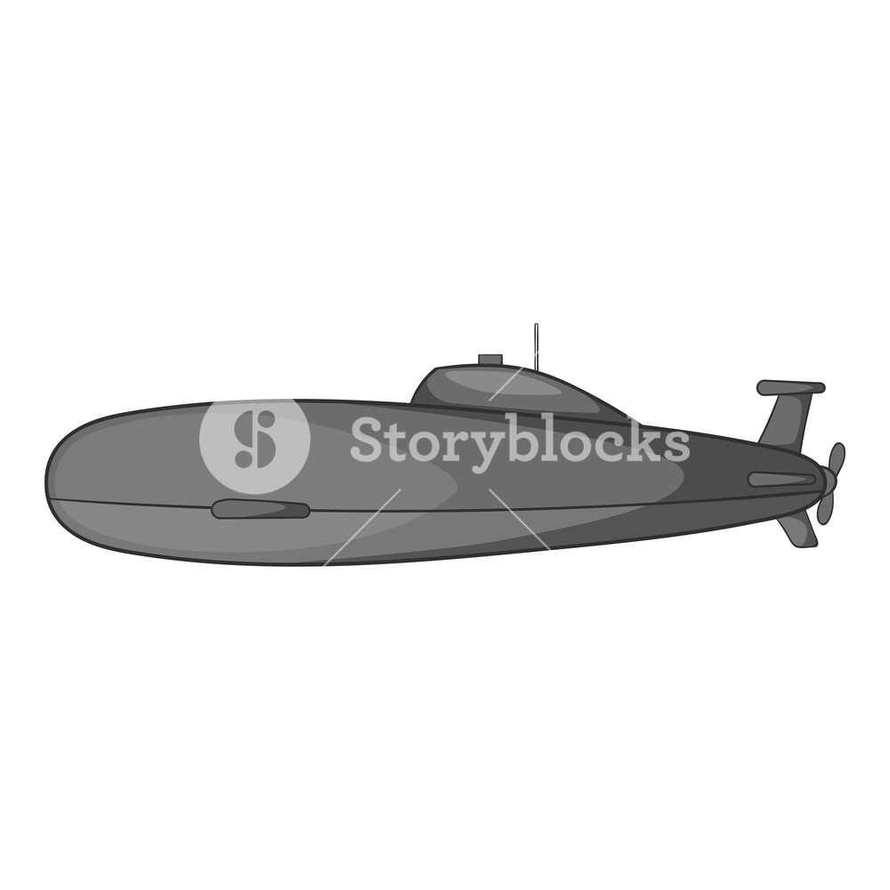 1000x1000 Submarine Icon Gray Monochrome Illustration Of Submarine Vector