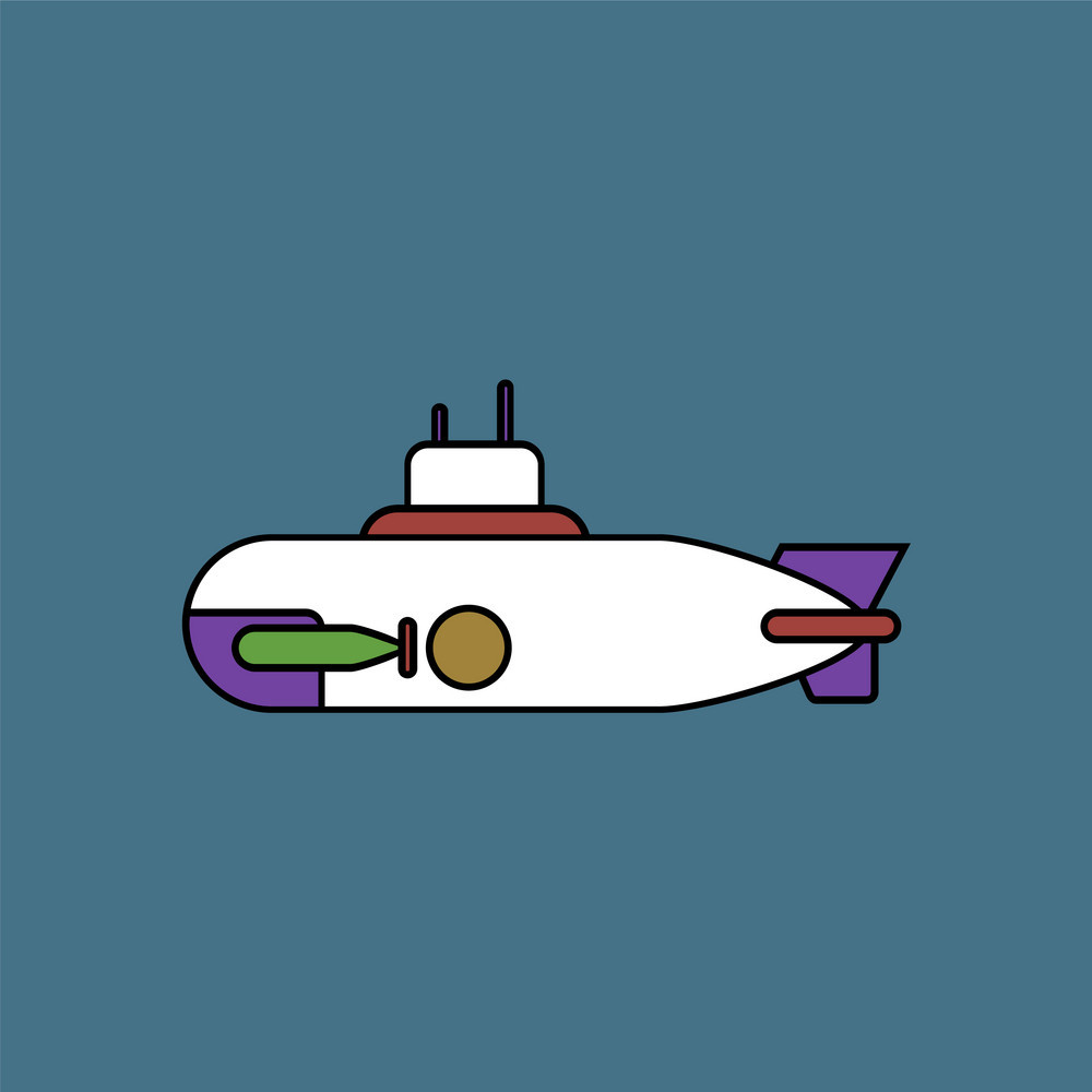 1000x1000 Flat Icon Design Collection Military Submarine Vector