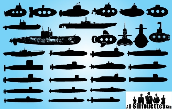 600x380 Free Vectors Submarine Ship Pack Silhouette All Silhouettes