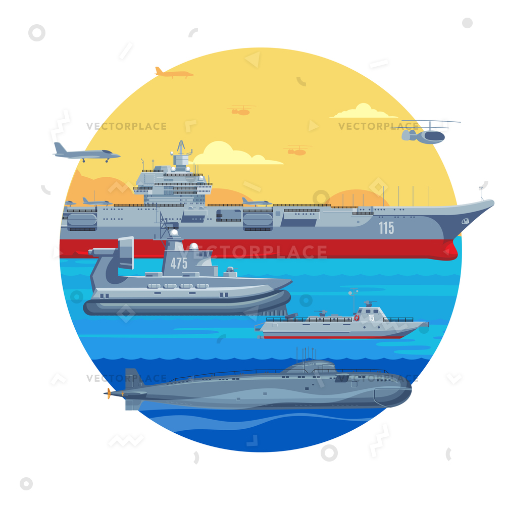 1000x1000 Military Boats Template Aircraft Carrier War Vector Illustration