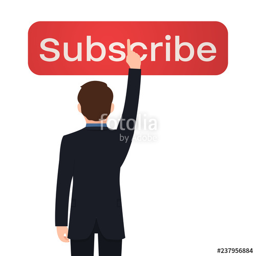 500x500 A Man In A Suit Presses The Red Button To Subscribe Vector