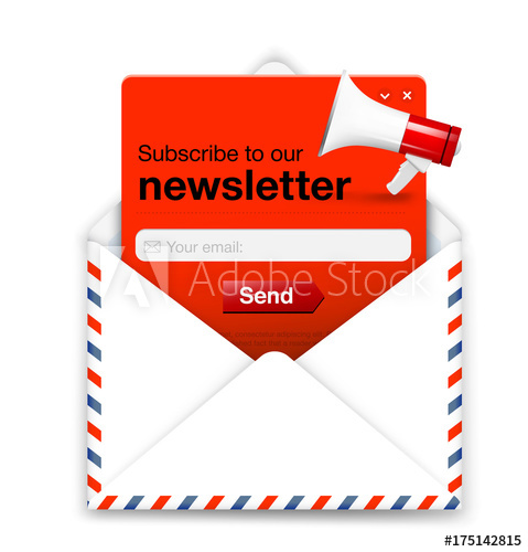 479x500 Red Menu With Megaphone And Envelope For Subscribe Vector Element