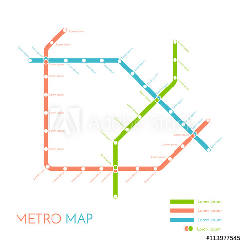 500x500 Metro Or Subway Map Design Template City Transportation Scheme