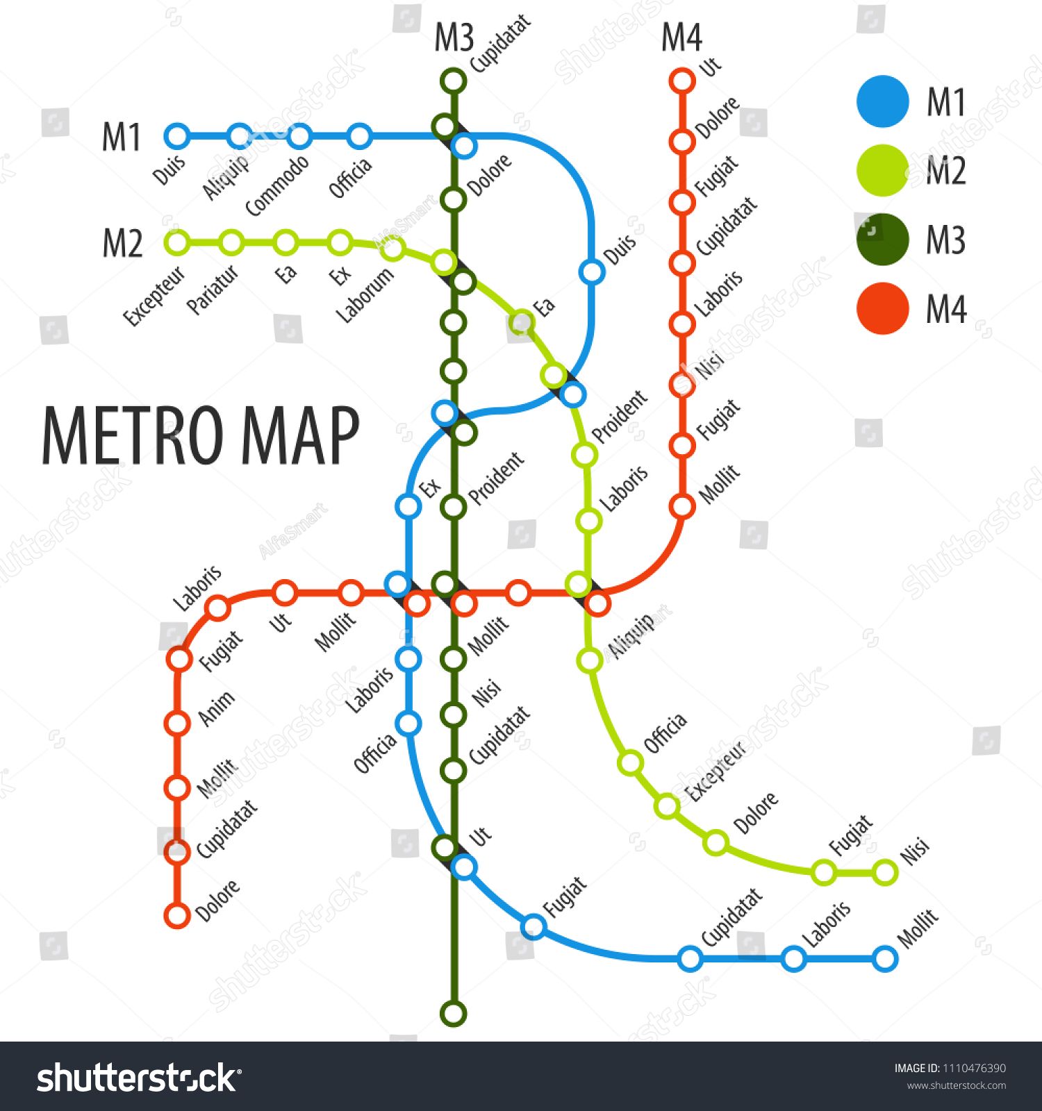 1500x1600 Vector Illustration Of Metro Map Subway Scheme Concept Metro