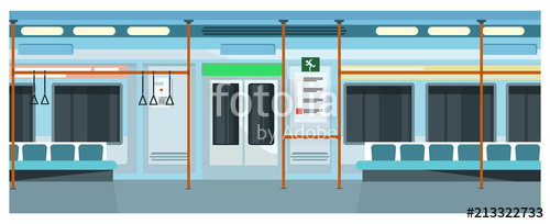 500x204 Modern Comfortable Subway Train Vector Illustration Blue Exterior