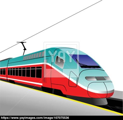 512x498 Red Blue Modern Speed Bullet Train Fast Suburban, Subway, Metro