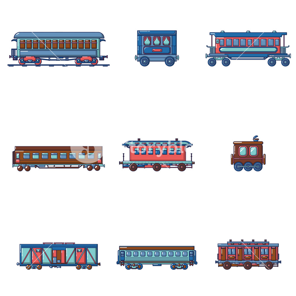 1000x1000 Subway Train Metro Icons Set Cartoon Illustration Of Subway